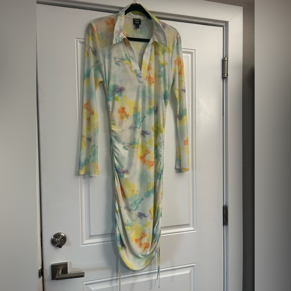 Bar III Tie Dye Stretch Ruched Bodycon Dress Large - Picture 12 of 13